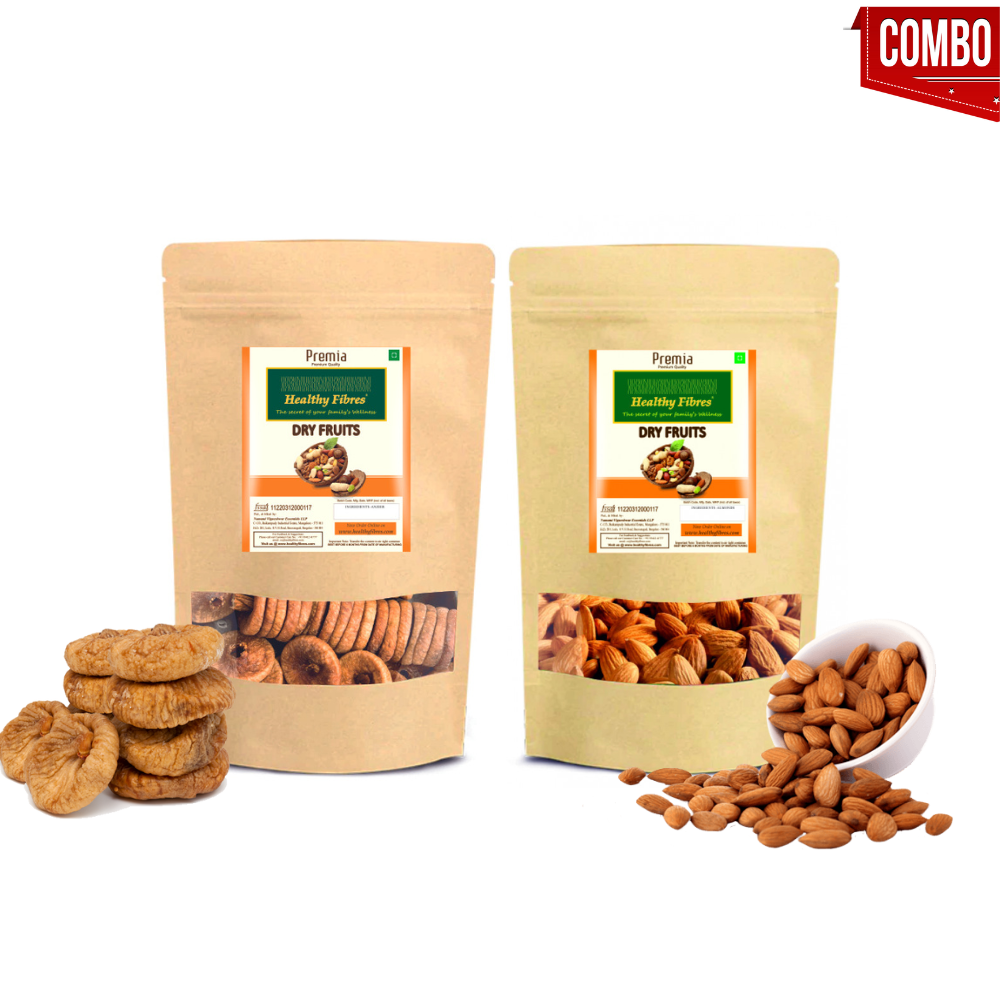 Healthy Fibers Almonds 250gms + Anjeer 200gms Combo pack of 2