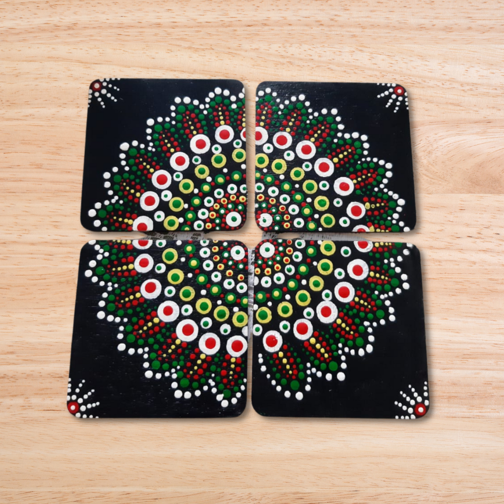 Mandala Art Wooden Coasters (Set of 4)