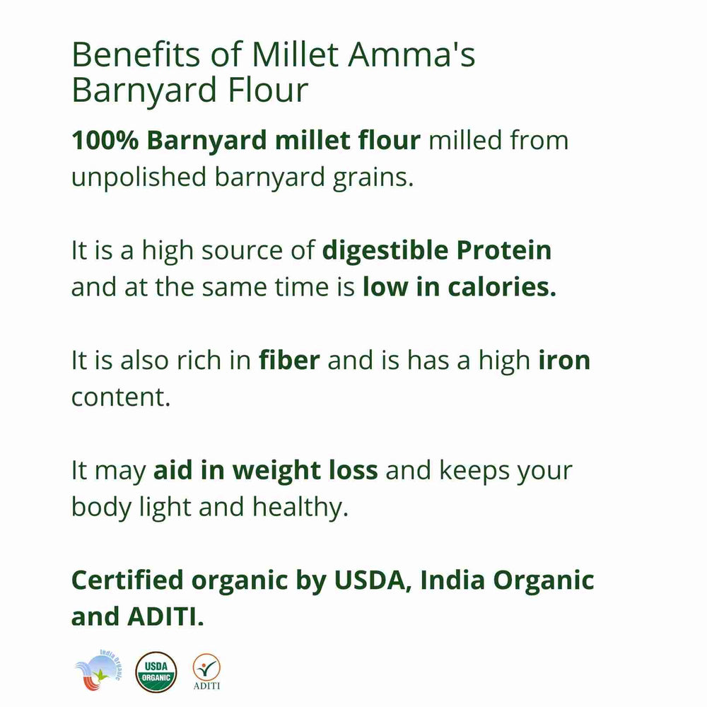 
                  
                    Millet Amma Barnyard Millet Flour Organic (500g)
                  
                