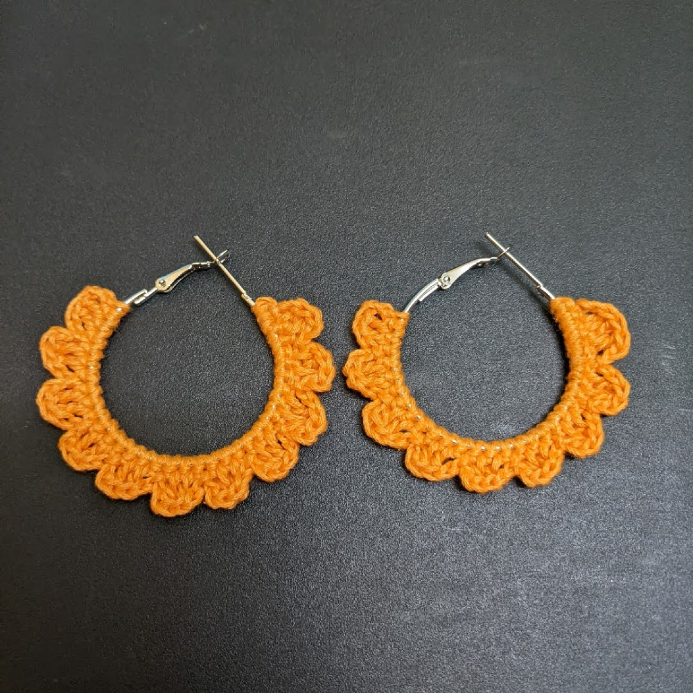 Orange Flower Crochet Earrings