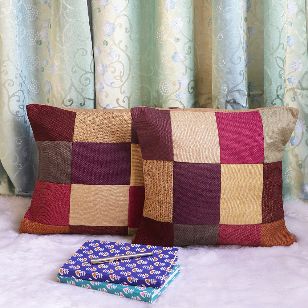 Patchworked Purple Cushion Cover (Set of 2)