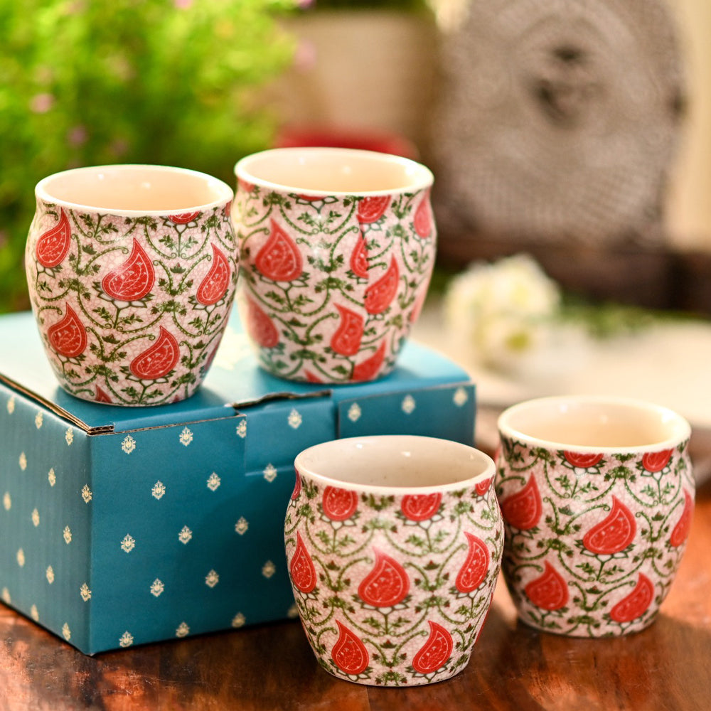 
                  
                    Floral Handmade Ceramic Stoneware Kulhad (Set of 6)
                  
                
