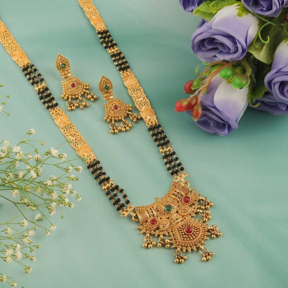 Gold-plated Mangalsutra with Earrings