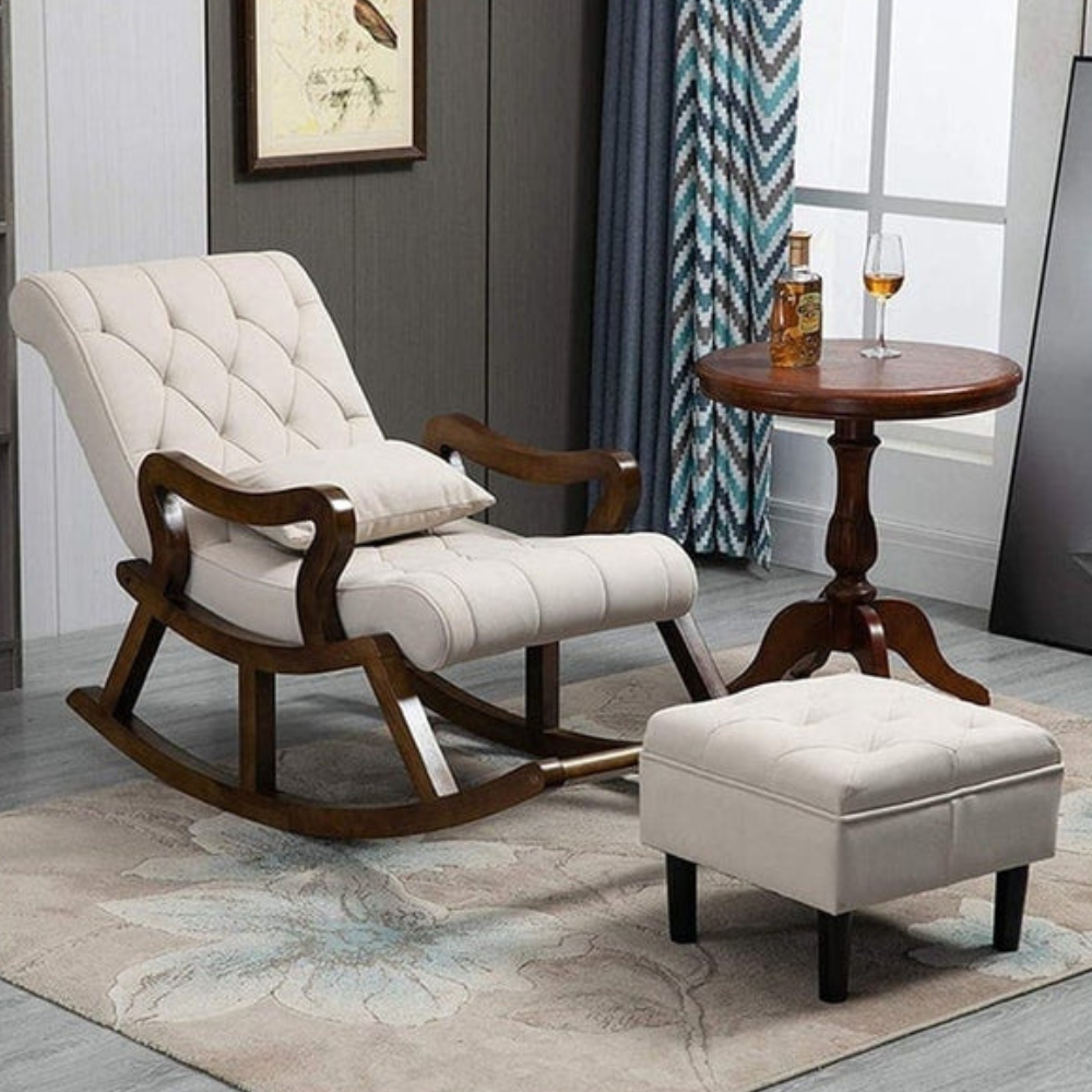 
                  
                    Wooden Rocking Chair with Foot Rest
                  
                
