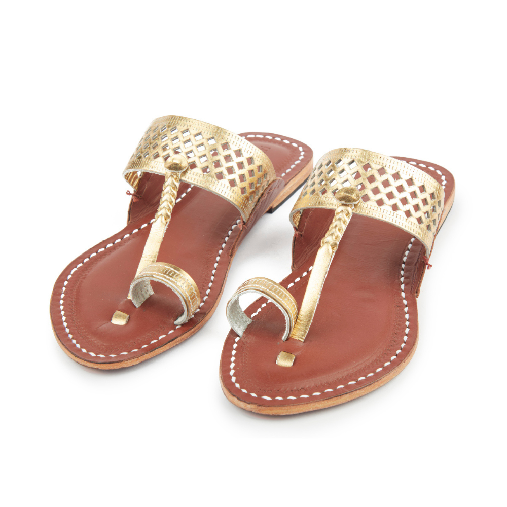 Korakori Golden Diamonds in the Sky Kolhapuri Slippers