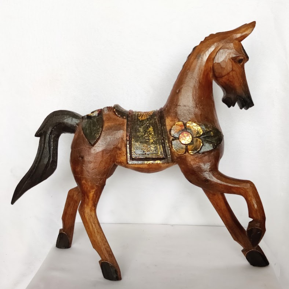 Handcrafted Wooden Horse Statuette