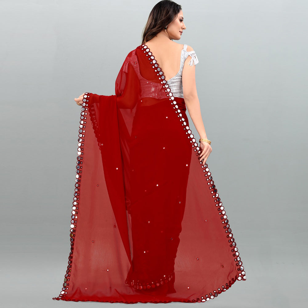 
                  
                    Georgette Maroon Saree with Blouse
                  
                