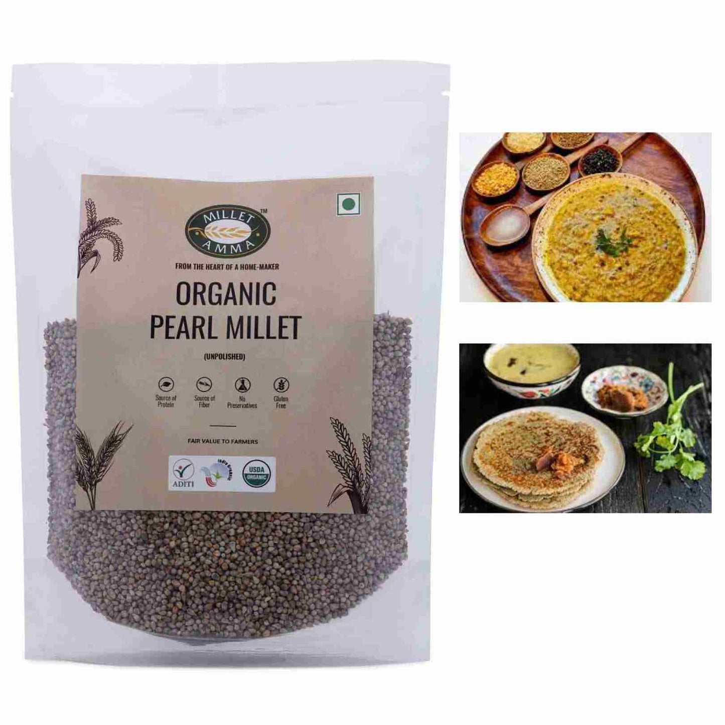 
                  
                    Millet Amma Bajra (Pearl Millet) Organic (500g)
                  
                