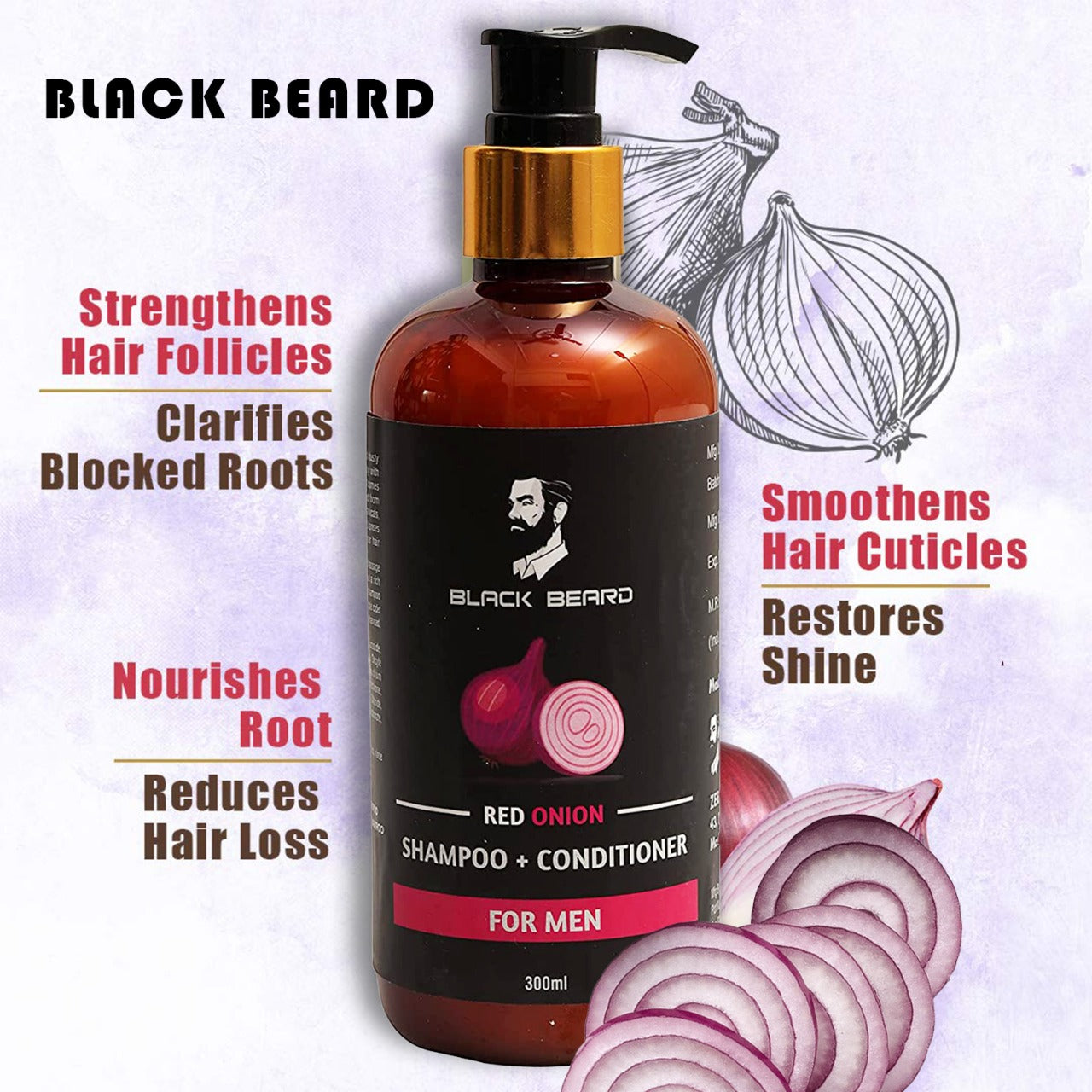 
                  
                    Black Beard Red Onion Shampoo and Conditioner (300ml)
                  
                