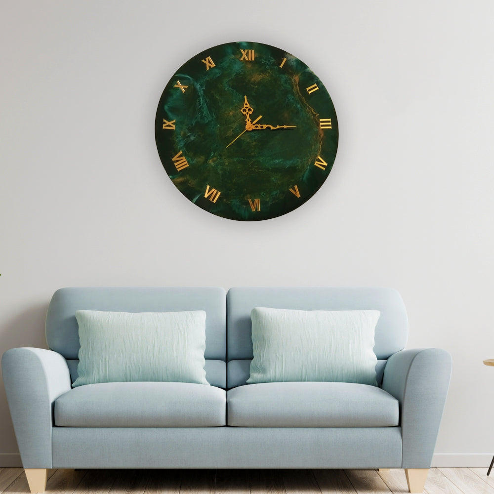 Green Marble Resin Wall Clock