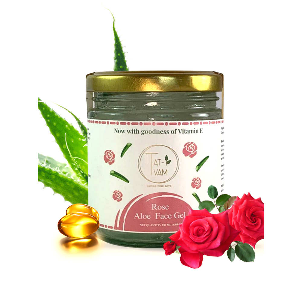 
                  
                    Organic Aloe Vera Rose Vitamin E Face Gel (180ml)
                  
                