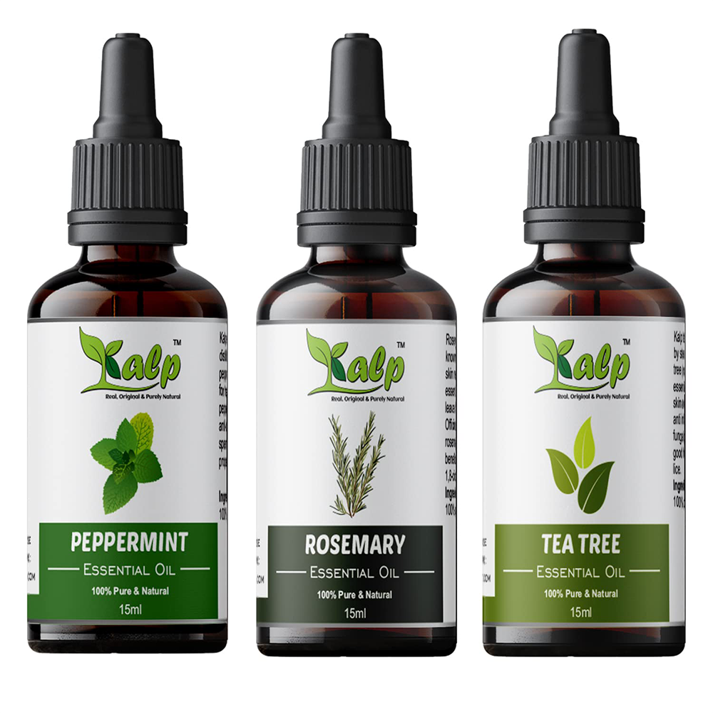 Kalp Peppermint, Rosemary, Tea Tree Oil - 15ml (Pack of 3)