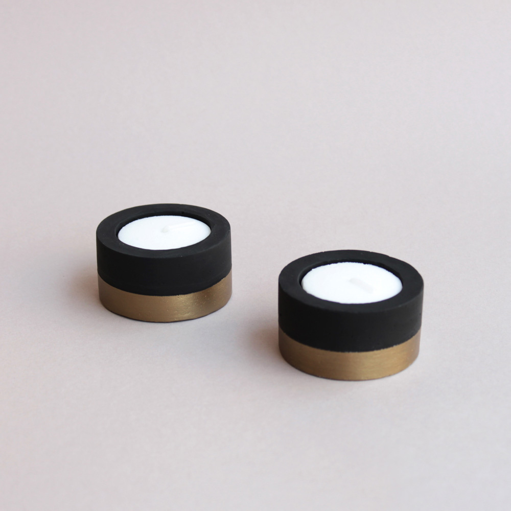 
                  
                    Matte Black and Antique Bronze Tealight Holders
                  
                