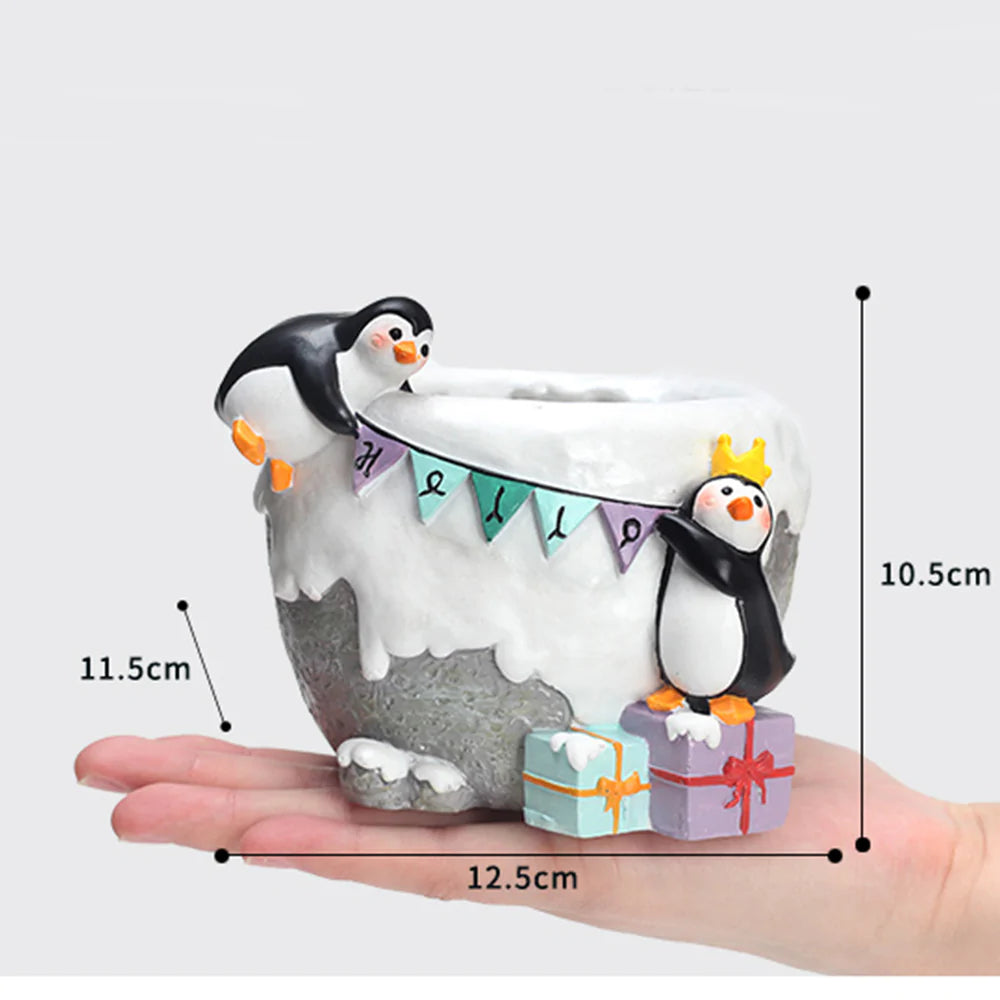 Penguins Celebrating Planter & Pot