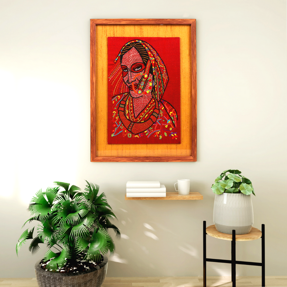 Indha Folk Woman Wooden Frame