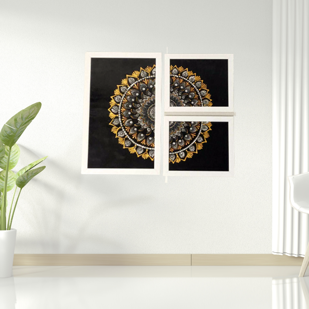 
                  
                    Black & Golden Dotted Mandala Art
                  
                
