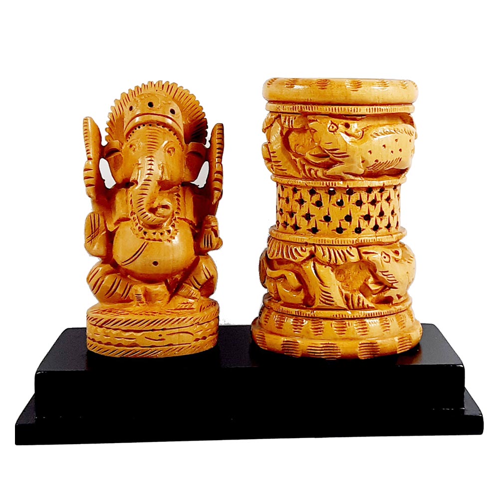 
                  
                    Wooden Pen Holder with Ganesha
                  
                