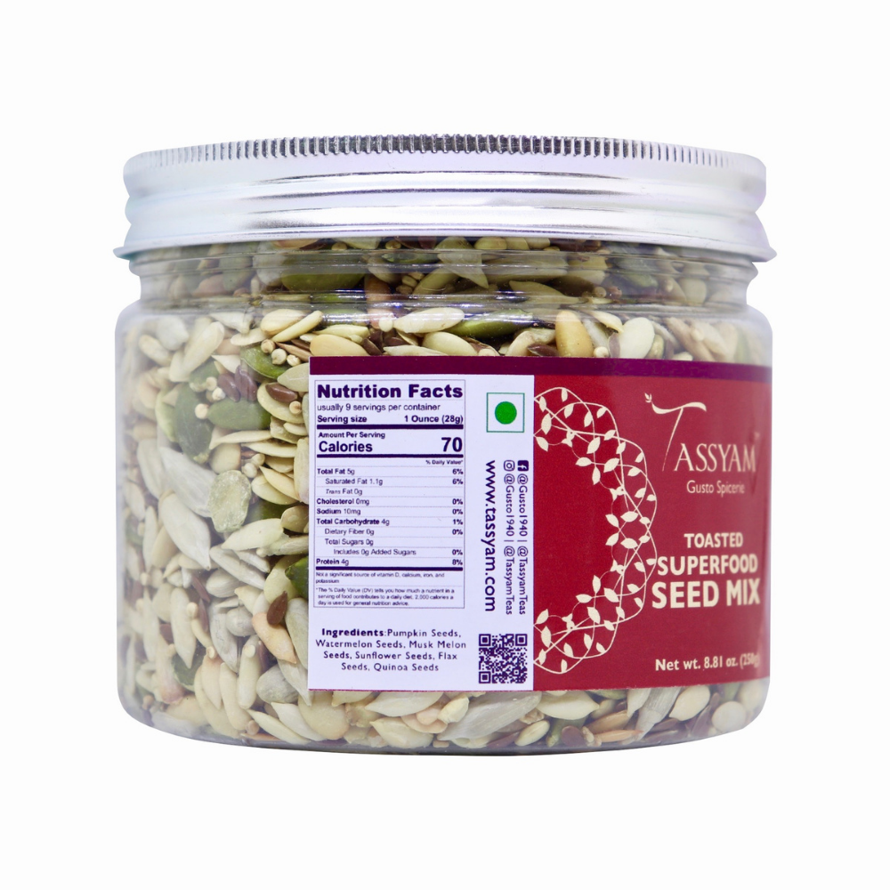 
                  
                    Tassyam Superfood Seed Mix of 6 Toasted Seeds (250g)
                  
                