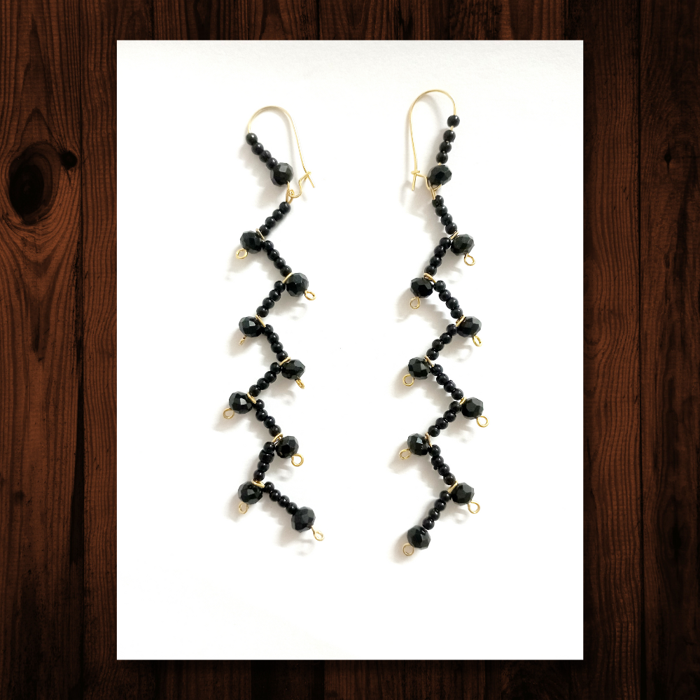 Zig Zag Black Earrings