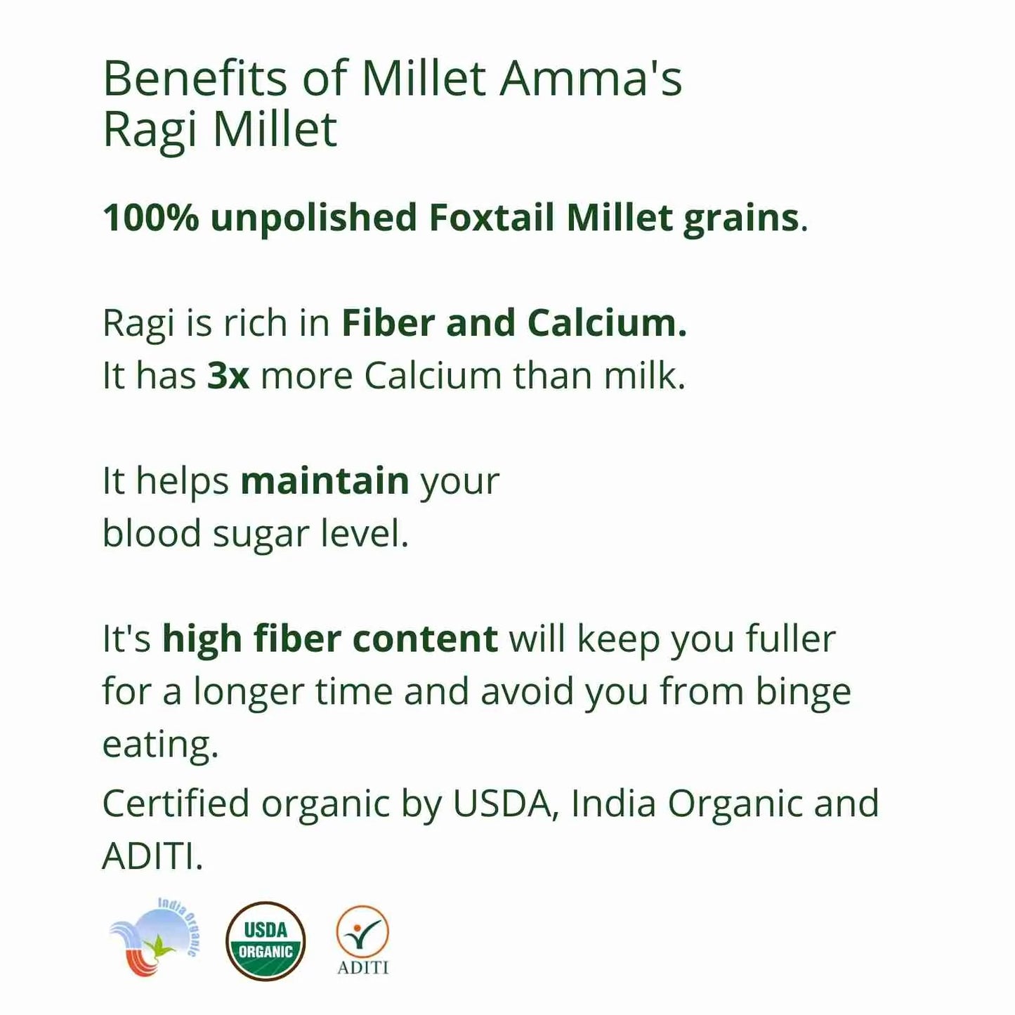 
                  
                    Millet Amma Ragi Grains (Finger Millet) Organic (500g)
                  
                