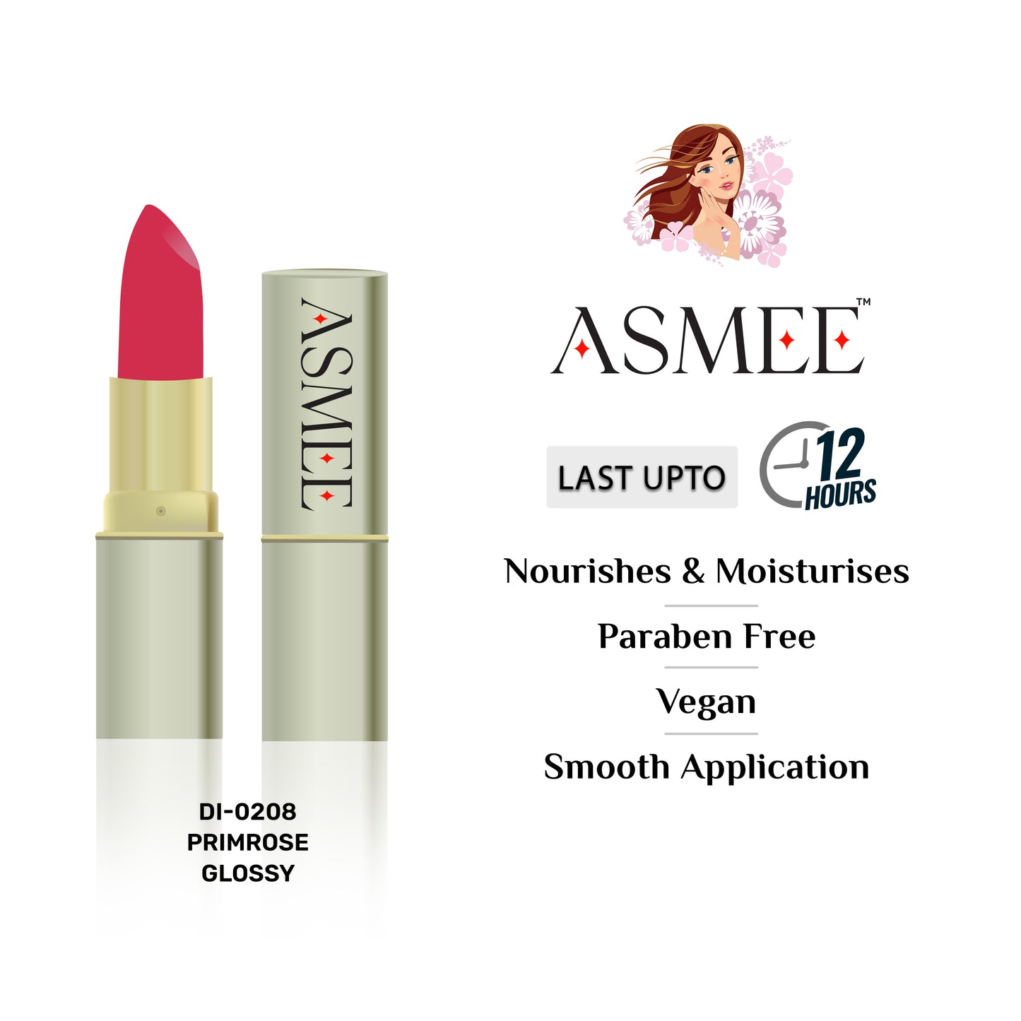 
                  
                    Primrose - Asmee Glossy Lipstick (4.2g)
                  
                