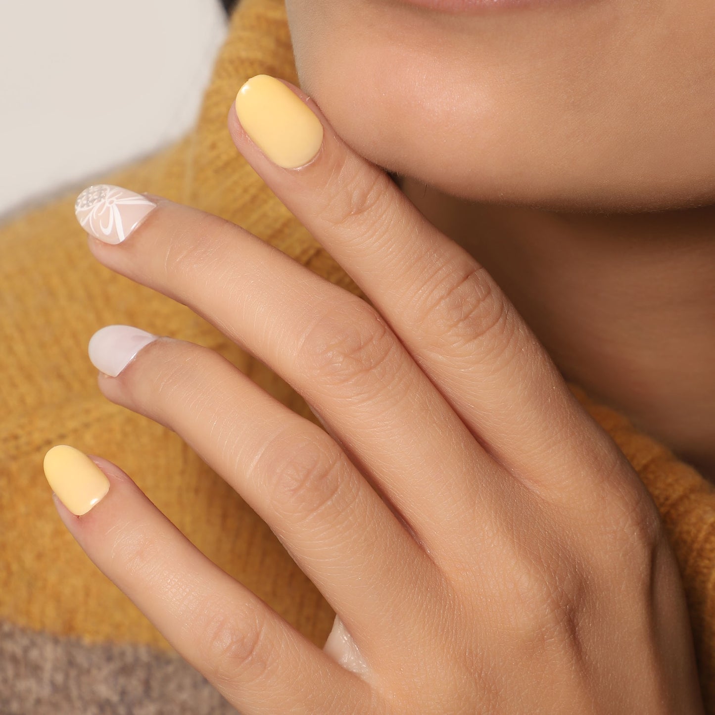 Yellow Flower Almond Easter Acrylic Nails Short With French Design Wearable  Full Cover Press On Tips For Summer Art From Brainyant, $28.49 | DHgate.Com