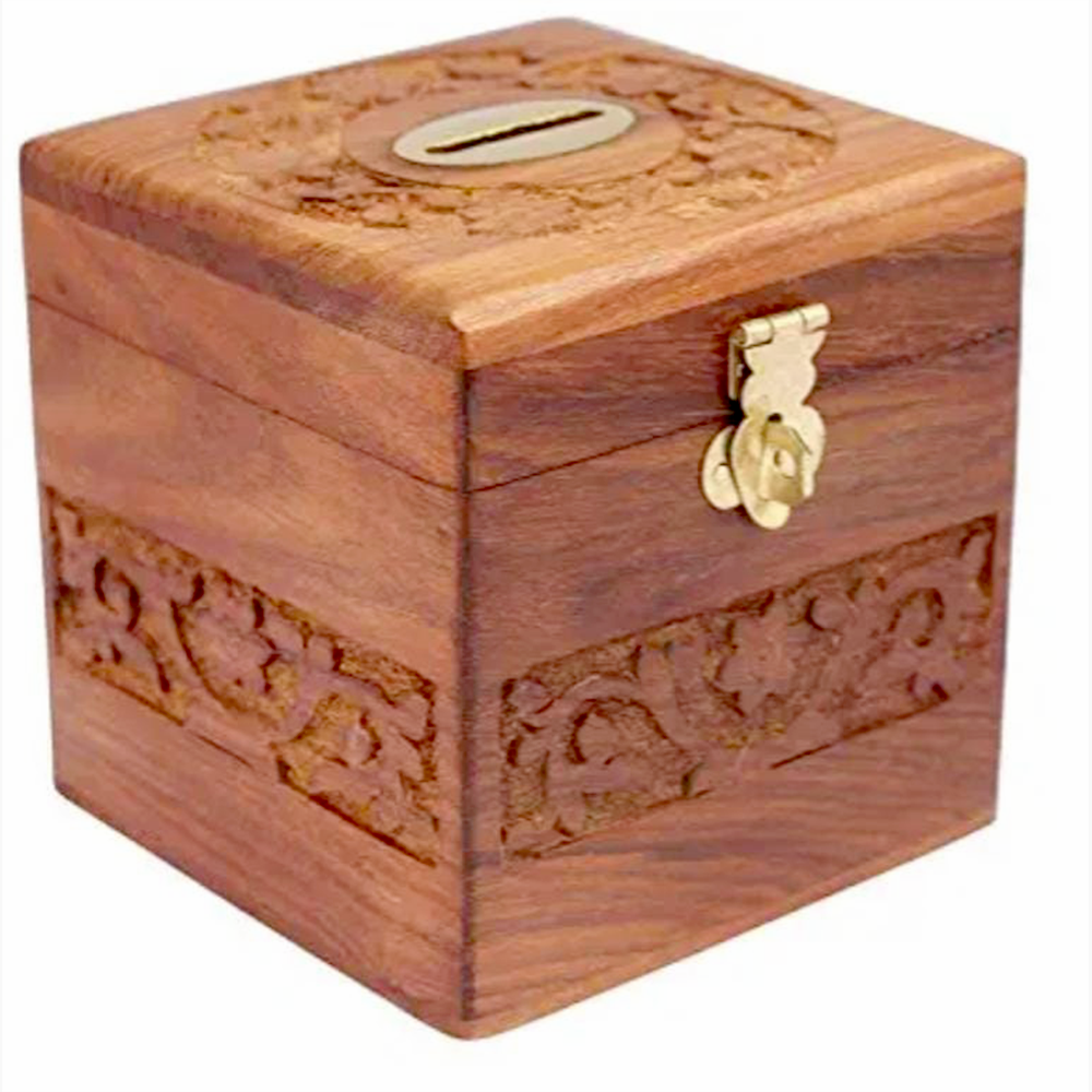 Hand Crafted Wood Money Bank For Adults