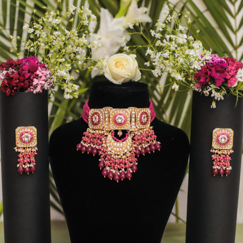 Flower Beaded Necklace Set