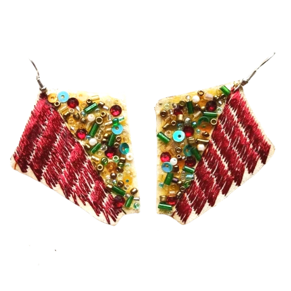 Embroidered Beaded Boho Style Earrings