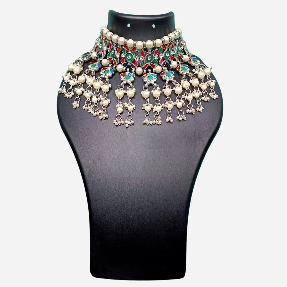 Multi Coloured Pearl Choker Necklace