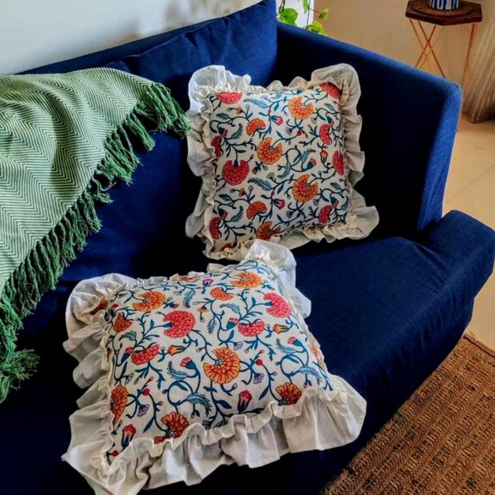 Marigold Spring Ruffled Cushion Coverl