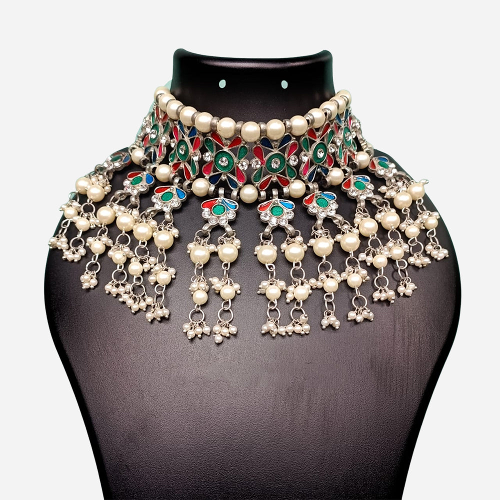 
                  
                    Multi Coloured Pearl Choker Necklace
                  
                