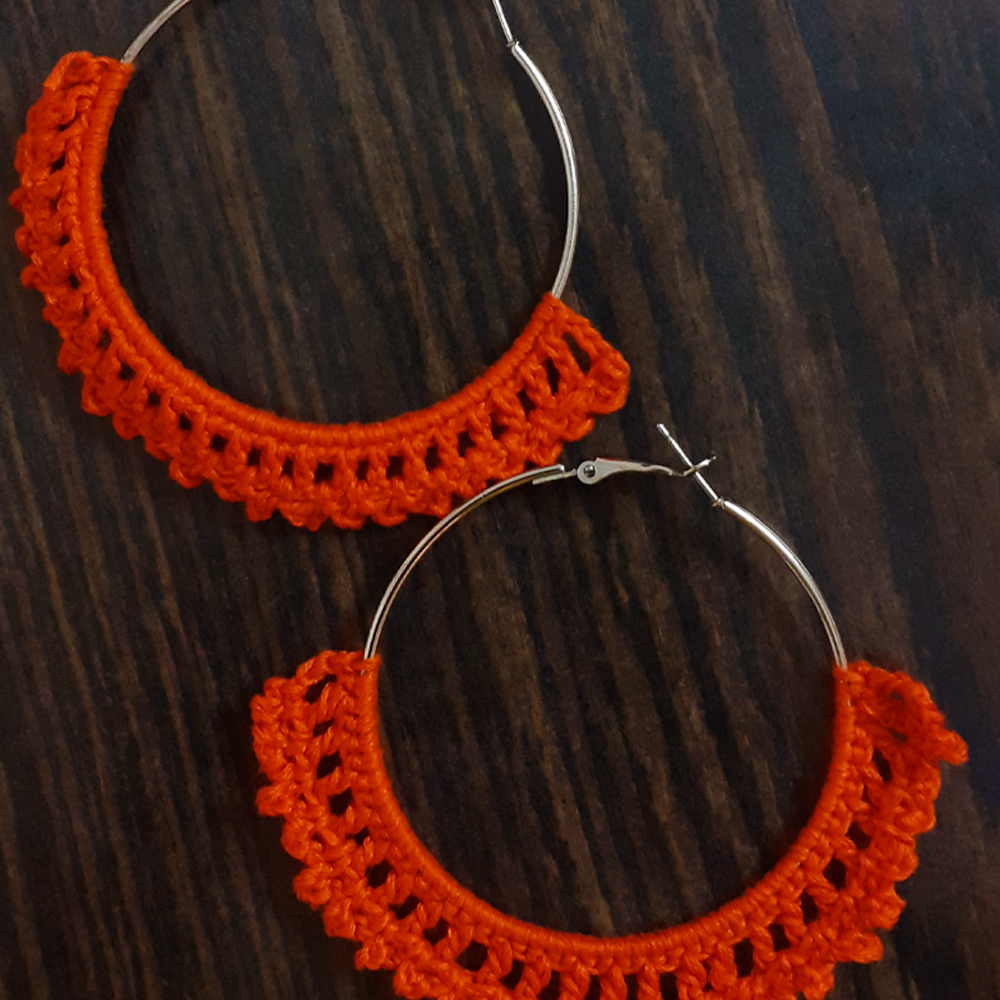 White Crochet Circle Earrings