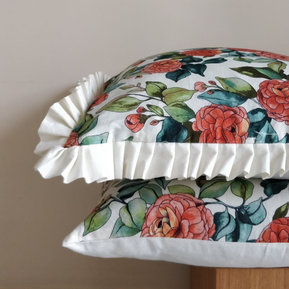 
                  
                    Floral Enhancement Ruffled Cushion Cover
                  
                