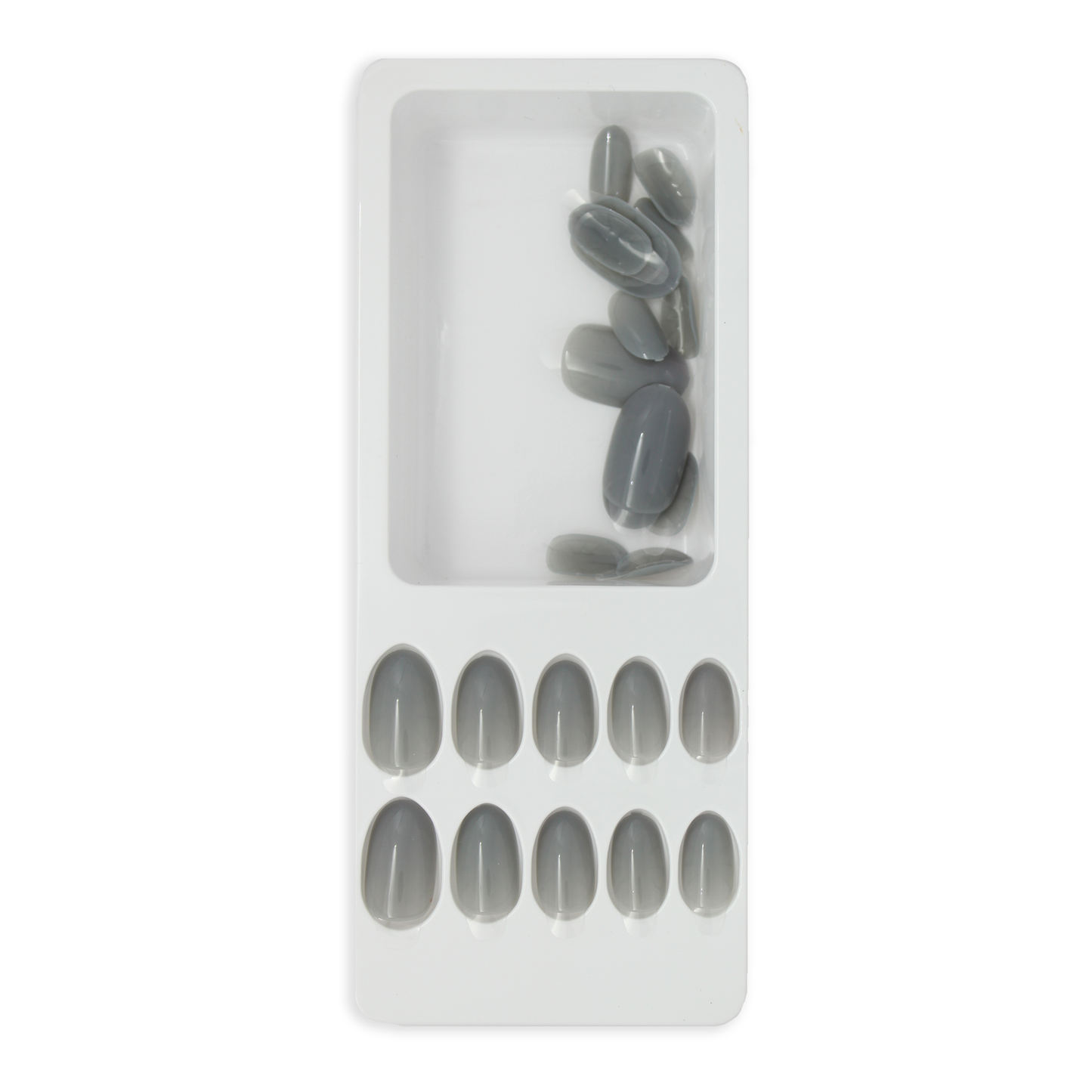
                  
                    Grey Oval Shape Reusable Press on Nails With Application Kit
                  
                