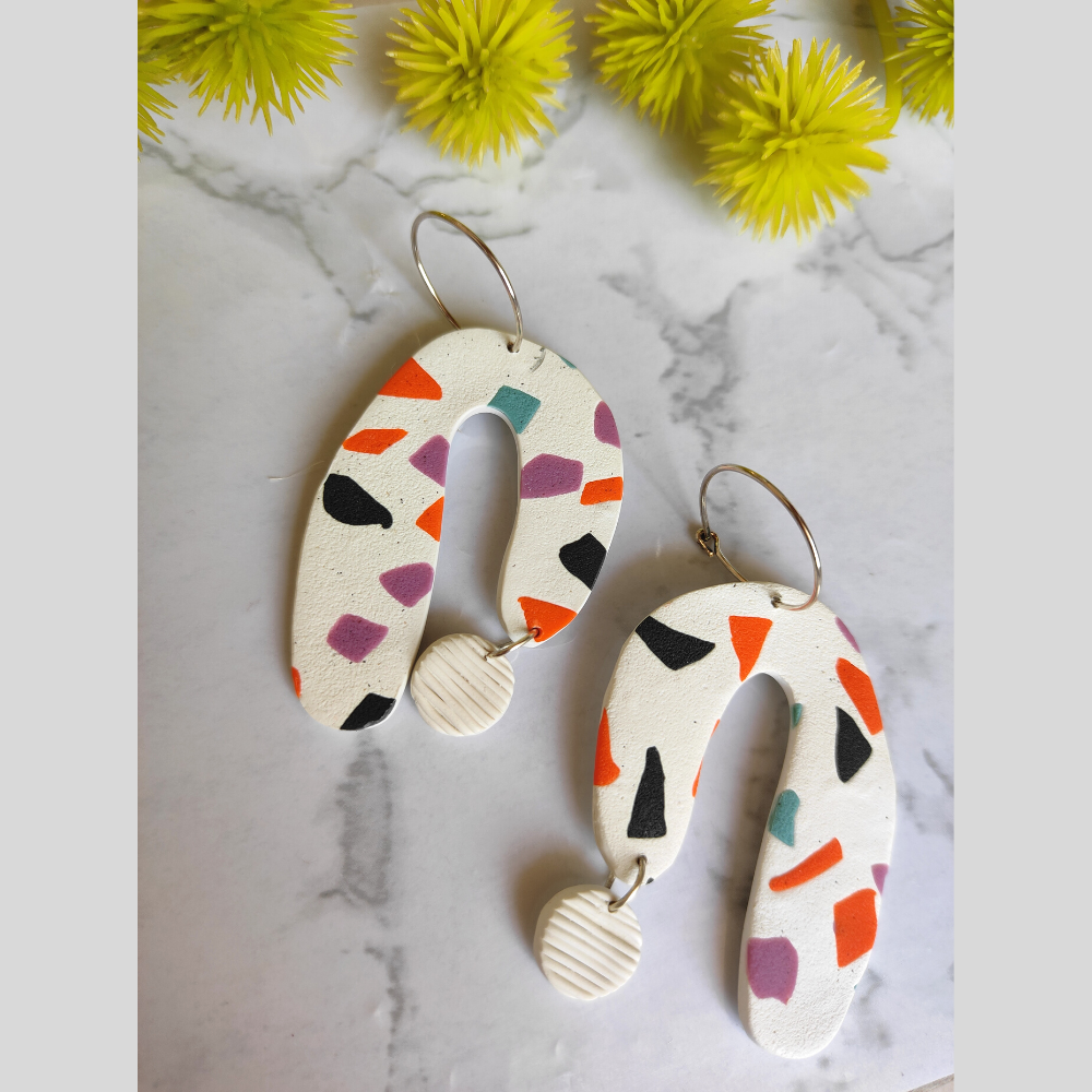 
                  
                    White Terrazzo Polymer Clay Earrings
                  
                