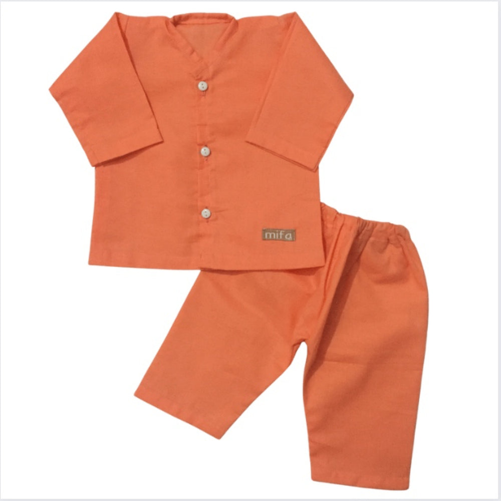 Peach Orange Cotton Baby Sleep Suit
