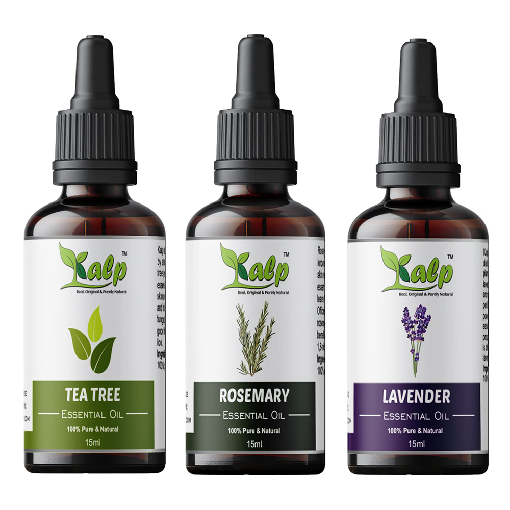 Kalp Tea Tree, Rosemary, Lavender Essential Oil - 15ml (Pack of 3)