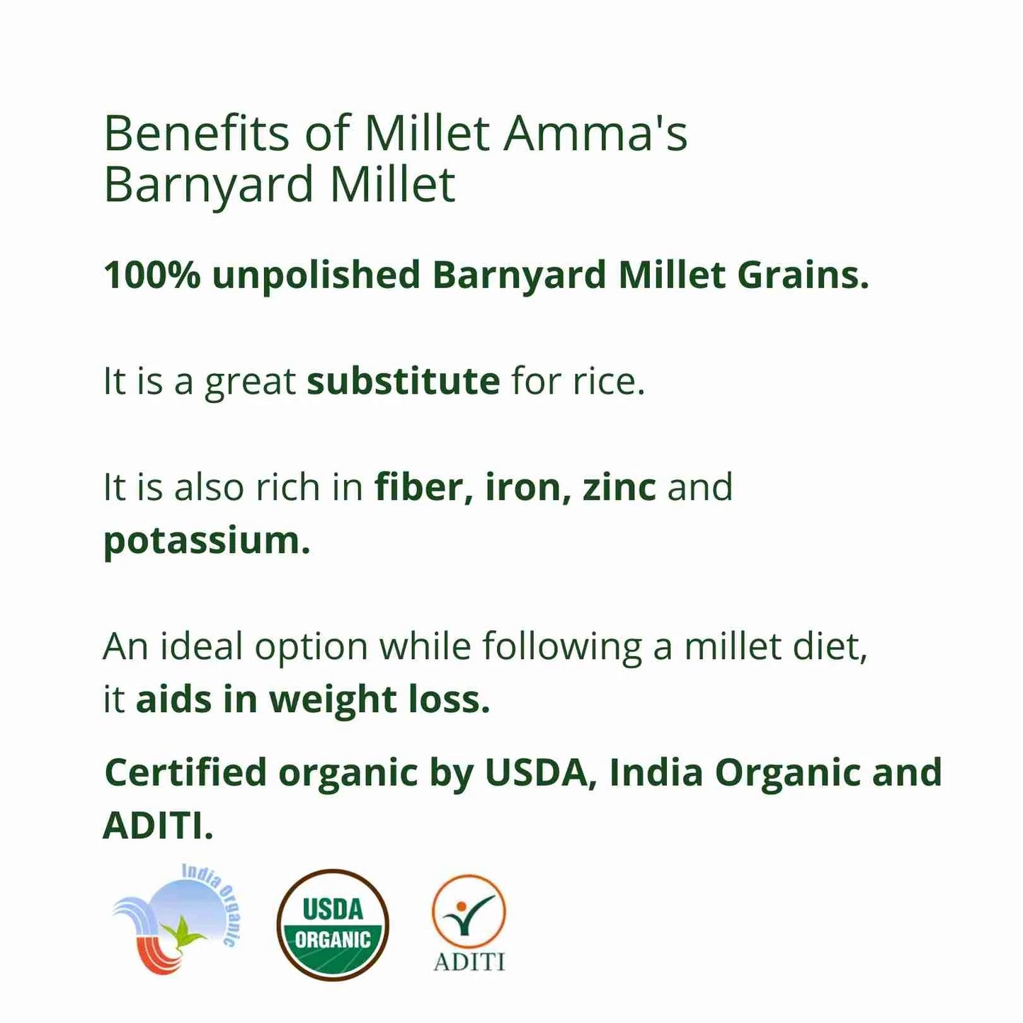 
                  
                    Millet Amma Organic Barnyard Millet Organic (500g)
                  
                