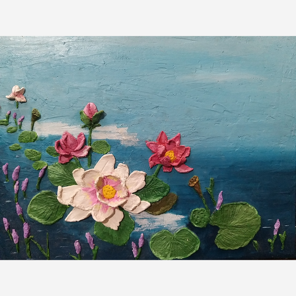 
                  
                    Lotus Sculpture Paste Painting
                  
                