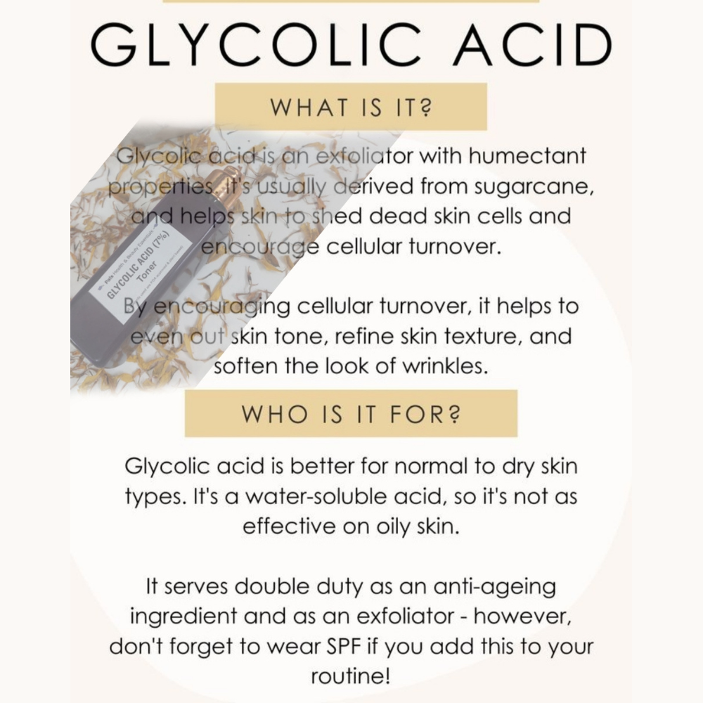
                  
                    Glycolic Acid 7% exfoliating Toner With HA (HMW) & Liqorice extract for Hyper-pigmentation & Acne Scars
                  
                