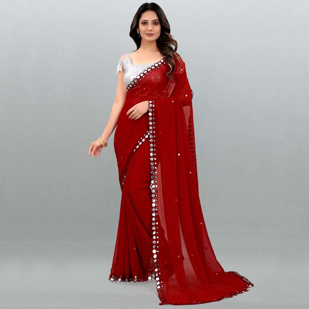 
                  
                    Georgette Maroon Saree with Blouse
                  
                