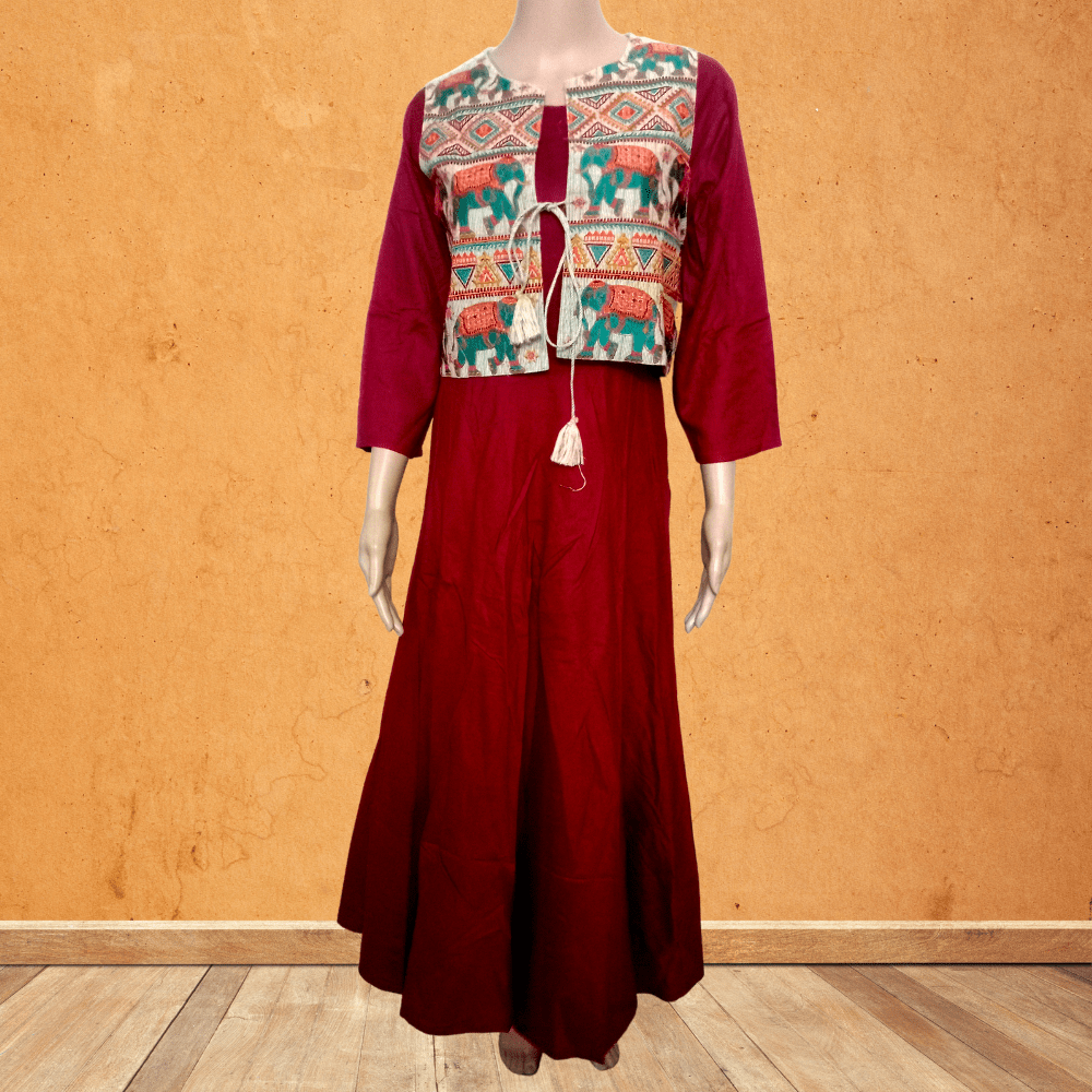 Long Kurti with Embroidered Jacket