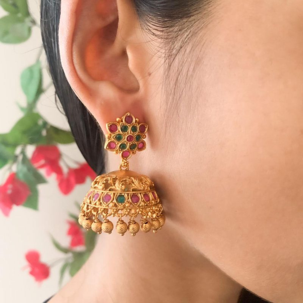 Buy Dahlia Antique Jhumka Earrings by CHIYO at Ogaan Market Online Shopping  Site