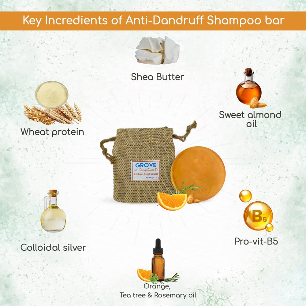 
                  
                    Grove Anti Dandruff Solid Shampoo Bar| Scalp Irritation, Itching  (75g)
                  
                