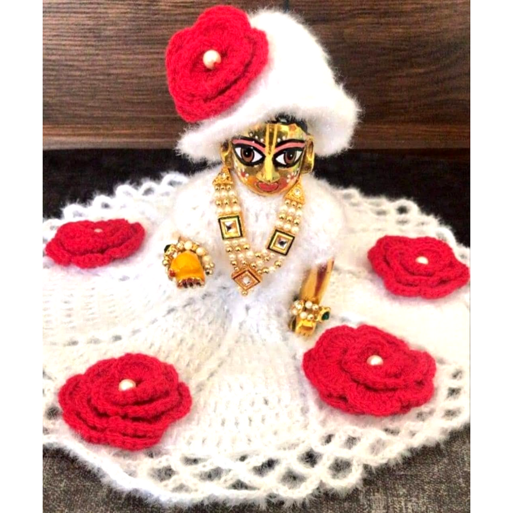 Lord Krishna Red Woolen Dress