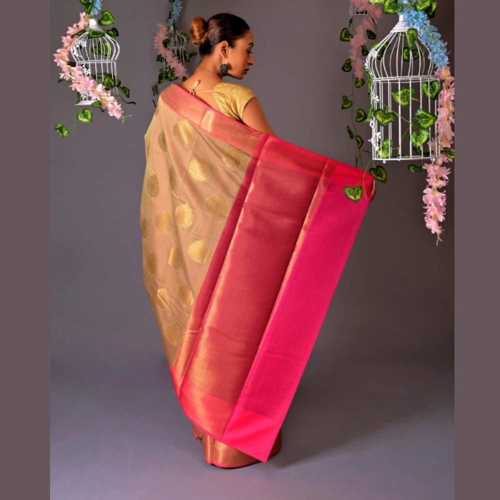
                  
                    Banarasi Tussar Cotton Azeez Silk Saree
                  
                