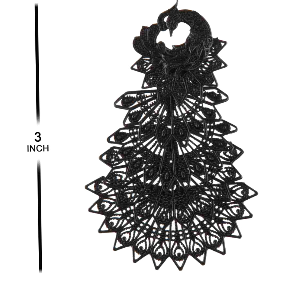 
                  
                    BANDISH Oxidised Antique Black Peacock Drop Earrings
                  
                