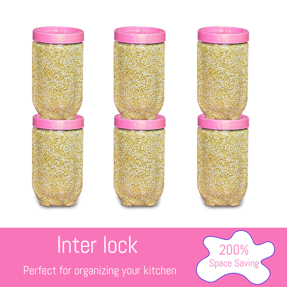 
                  
                    MAK7 Interlock- Easy Grip Airtight Storage Unbreakable Transparent Kitchen Use Plastic Grocery Container (Pack of 7, Pink)
                  
                