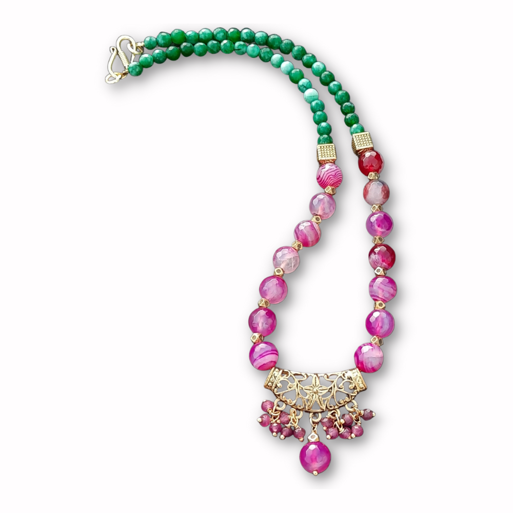 Elegant Pink and Green Necklace